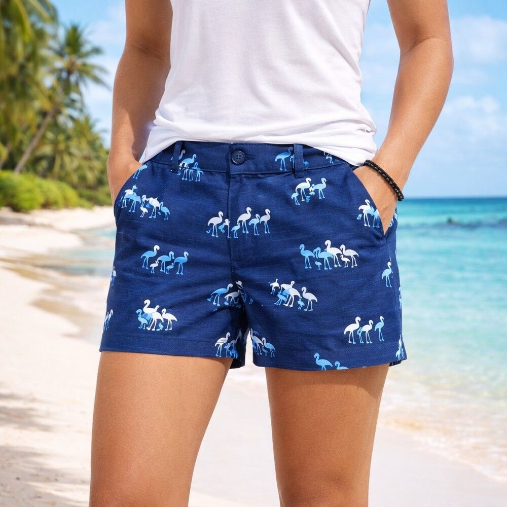 Ann Taylor LOFT The Riviera Short Size 6 Blue Flamingos 4" Inseam Shorts